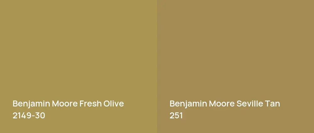 Benjamin Moore Fresh Olive 2149-30 vs Benjamin Moore Seville Tan 251