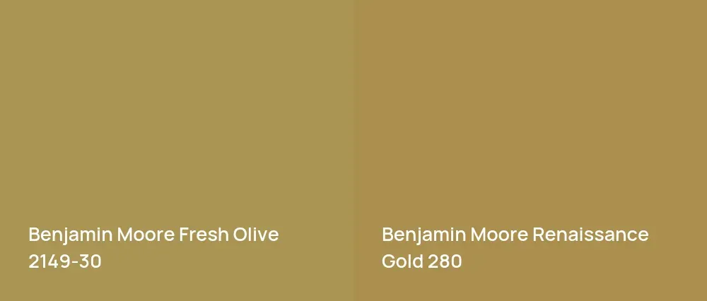 Benjamin Moore Fresh Olive 2149-30 vs Benjamin Moore Renaissance Gold 280