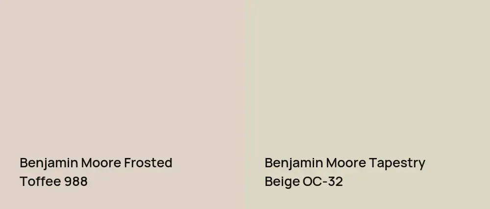 Benjamin Moore Frosted Toffee 988 vs Benjamin Moore Tapestry Beige OC-32