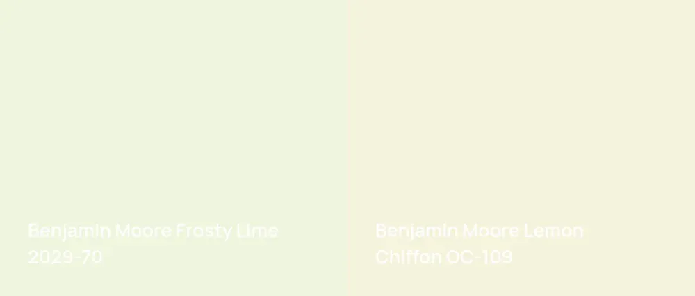 Benjamin Moore Frosty Lime 2029-70 vs Benjamin Moore Lemon Chiffon OC-109