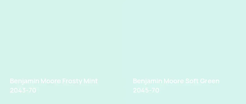 Benjamin Moore Frosty Mint 2043-70 vs Benjamin Moore Soft Green 2045-70