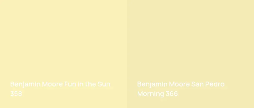 Benjamin Moore Fun in the Sun 358 vs Benjamin Moore San Pedro Morning 366