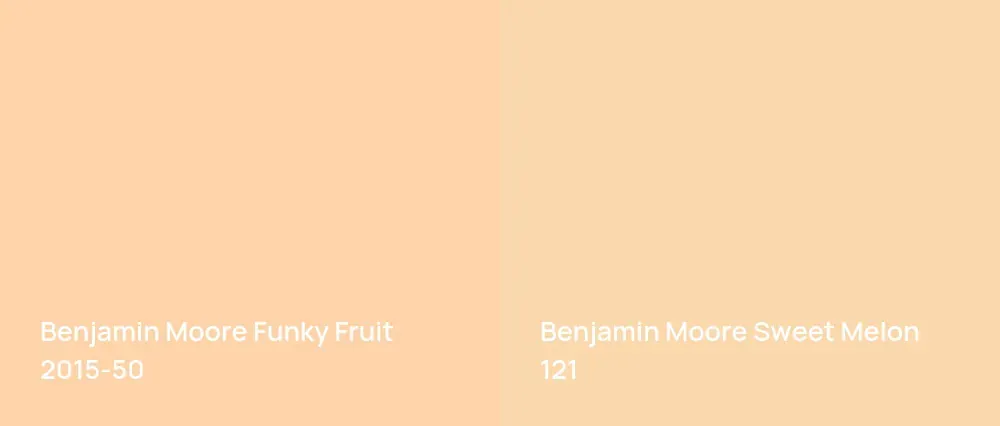 Benjamin Moore Funky Fruit 2015-50 vs Benjamin Moore Sweet Melon 121
