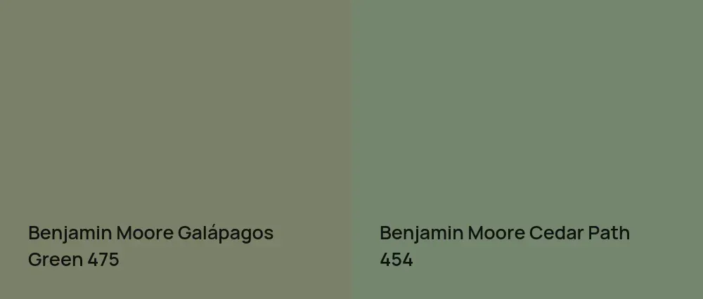 Benjamin Moore Galápagos Green 475 vs Benjamin Moore Cedar Path 454