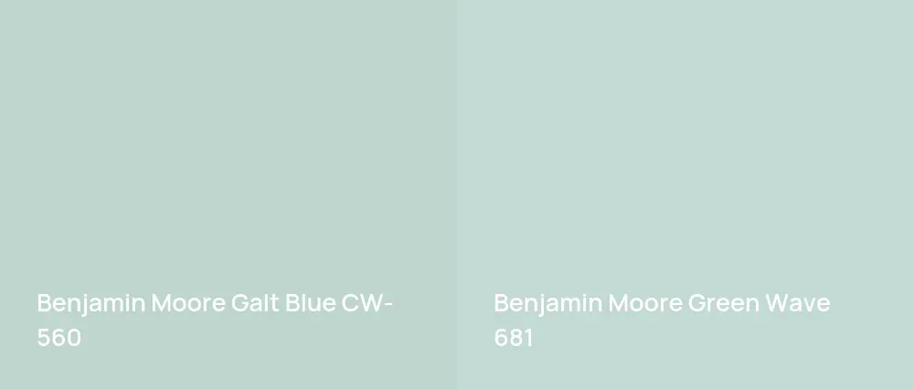 Benjamin Moore Galt Blue CW-560 vs Benjamin Moore Green Wave 681