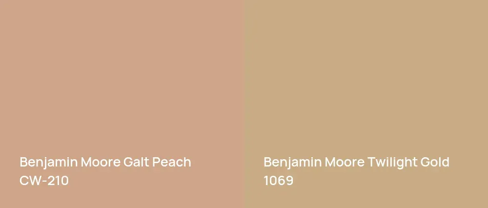Benjamin Moore Galt Peach CW-210 vs Benjamin Moore Twilight Gold 1069
