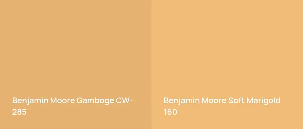 Benjamin Moore Gamboge CW-285 vs Benjamin Moore Soft Marigold 160