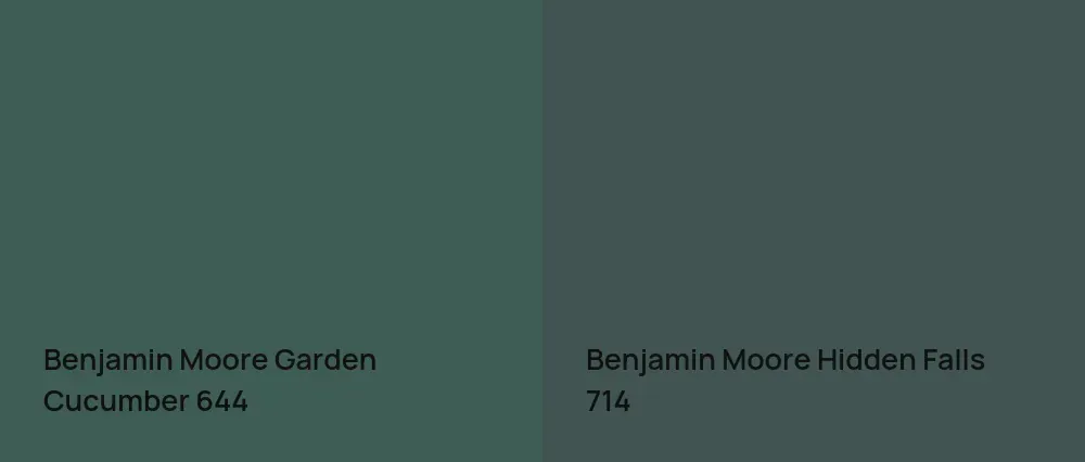 Benjamin Moore Garden Cucumber 644 vs Benjamin Moore Hidden Falls 714