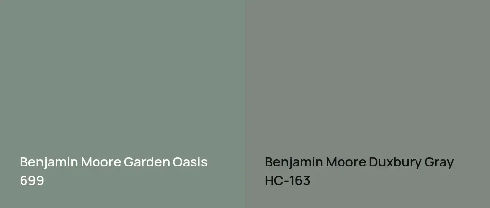 Benjamin Moore Garden Oasis 699 vs Benjamin Moore Duxbury Gray HC-163