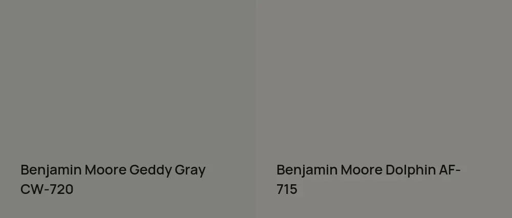 Benjamin Moore Geddy Gray CW-720 vs Benjamin Moore Dolphin AF-715