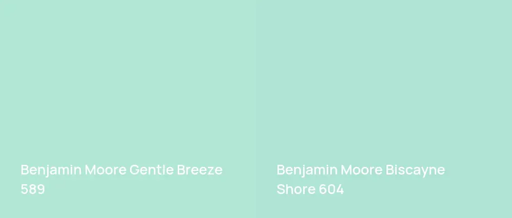 Benjamin Moore Gentle Breeze 589 vs Benjamin Moore Biscayne Shore 604