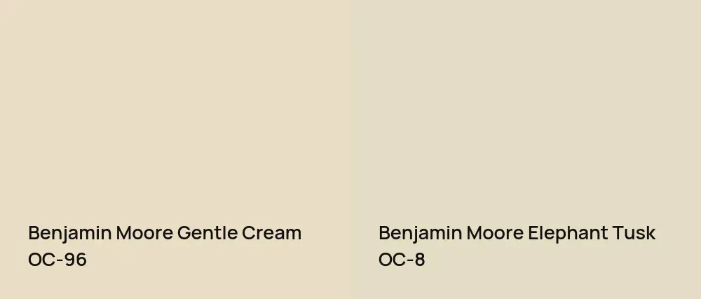 Benjamin Moore Gentle Cream OC-96 vs Benjamin Moore Elephant Tusk OC-8