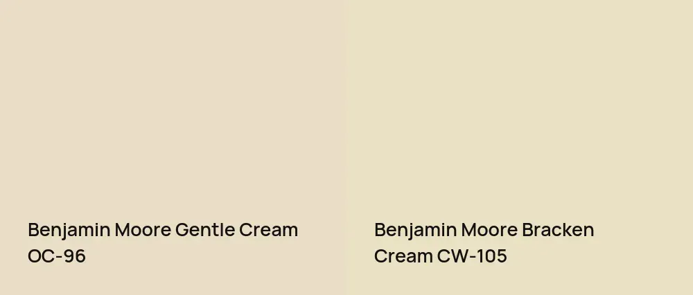 Benjamin Moore Gentle Cream OC-96 vs Benjamin Moore Bracken Cream CW-105