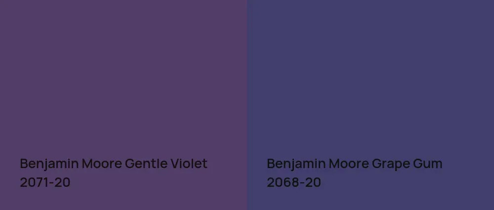 Benjamin Moore Gentle Violet 2071-20 vs Benjamin Moore Grape Gum 2068-20
