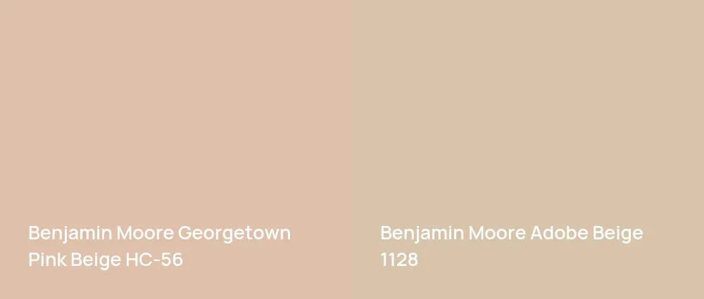 Benjamin Moore Georgetown Pink Beige HC-56 vs Benjamin Moore Adobe Beige 1128