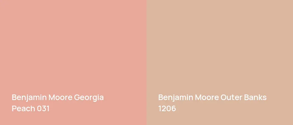 Benjamin Moore Georgia Peach 031 vs Benjamin Moore Outer Banks 1206