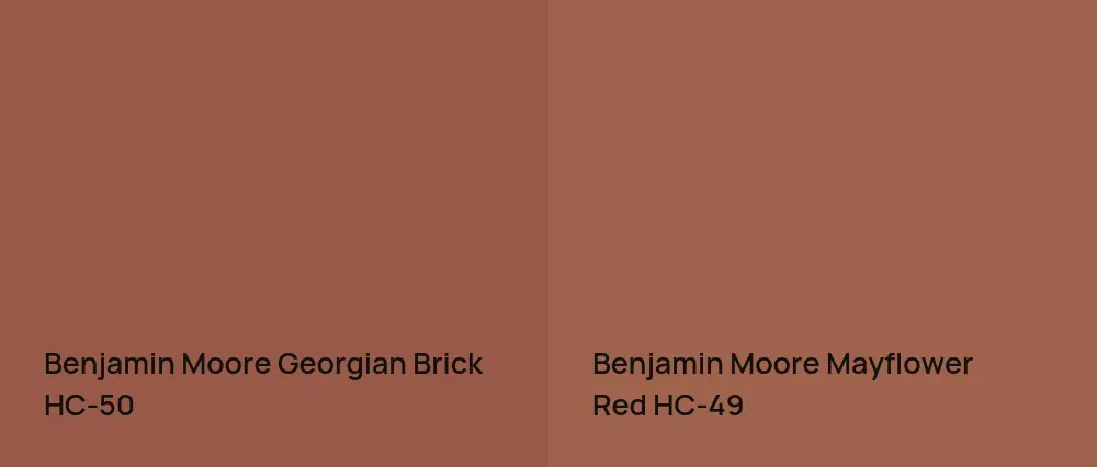 Benjamin Moore Georgian Brick HC-50 vs Benjamin Moore Mayflower Red HC-49