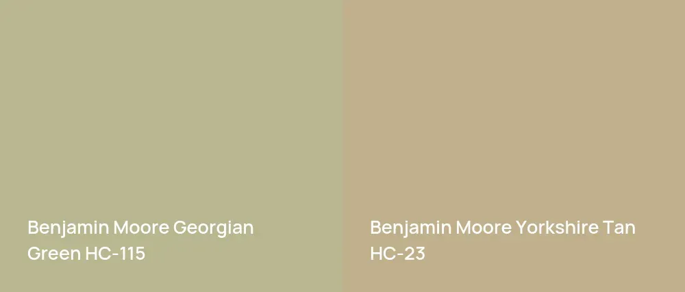 Benjamin Moore Georgian Green HC-115 vs Benjamin Moore Yorkshire Tan HC-23