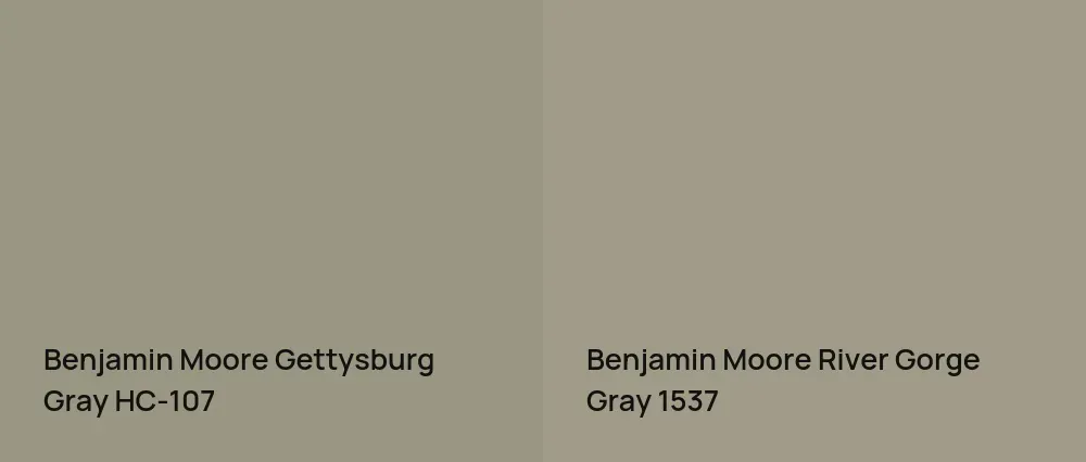 Benjamin Moore Gettysburg Gray HC-107 vs Benjamin Moore River Gorge Gray 1537