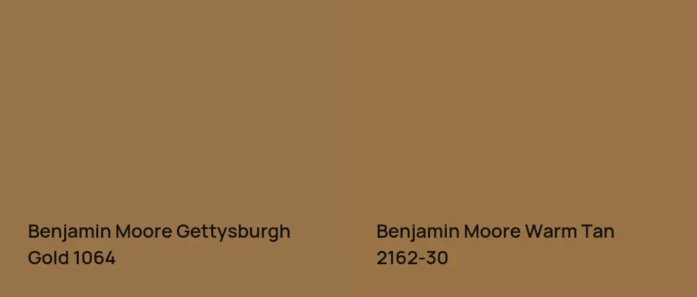 Benjamin Moore Gettysburgh Gold 1064 vs Benjamin Moore Warm Tan 2162-30