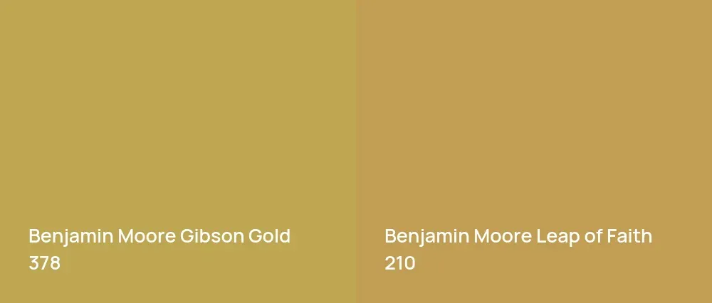 Benjamin Moore Gibson Gold 378 vs Benjamin Moore Leap of Faith 210