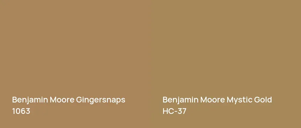 Benjamin Moore Gingersnaps 1063 vs Benjamin Moore Mystic Gold HC-37