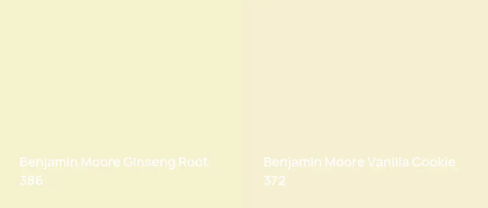 Benjamin Moore Ginseng Root 386 vs Benjamin Moore Vanilla Cookie 372