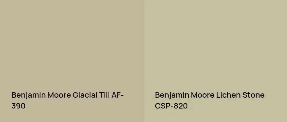 Benjamin Moore Glacial Till AF-390 vs Benjamin Moore Lichen Stone CSP-820