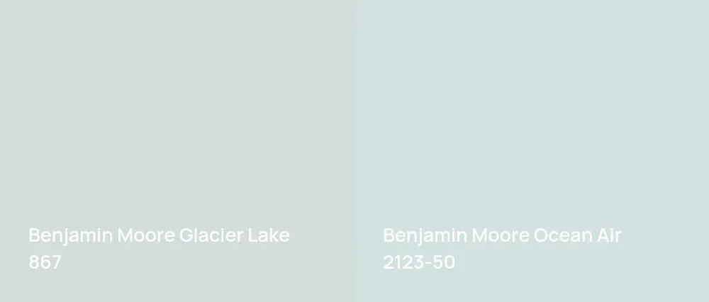 Benjamin Moore Glacier Lake 867 vs Benjamin Moore Ocean Air 2123-50