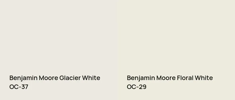 Benjamin Moore Glacier White OC-37 vs Benjamin Moore Floral White OC-29