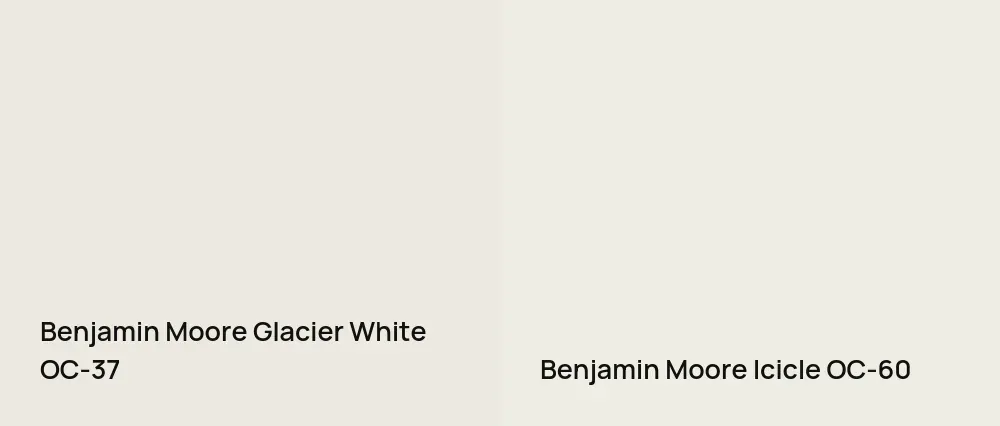 Benjamin Moore Glacier White OC-37 vs Benjamin Moore Icicle OC-60