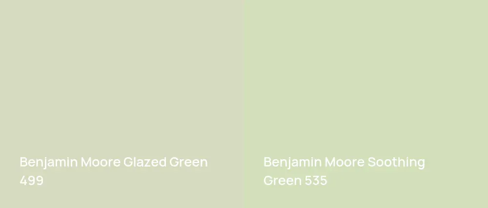 Benjamin Moore Glazed Green 499 vs Benjamin Moore Soothing Green 535
