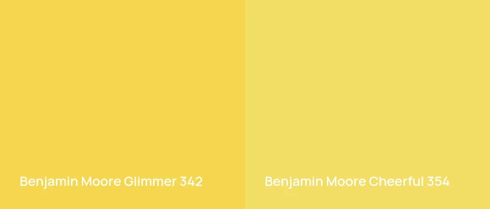 Benjamin Moore Glimmer 342 vs Benjamin Moore Cheerful 354