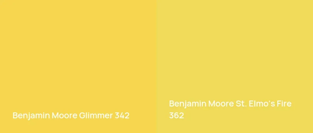 Benjamin Moore Glimmer 342 vs Benjamin Moore St. Elmo's Fire 362