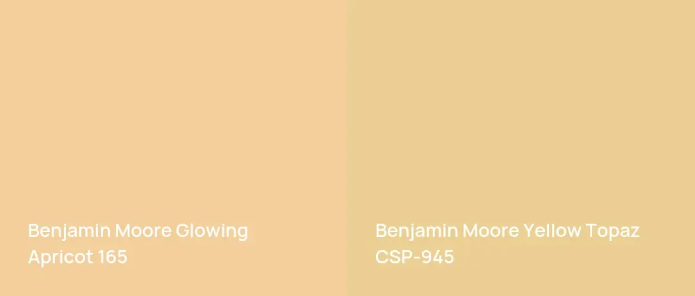 Benjamin Moore Glowing Apricot 165 vs Benjamin Moore Yellow Topaz CSP-945