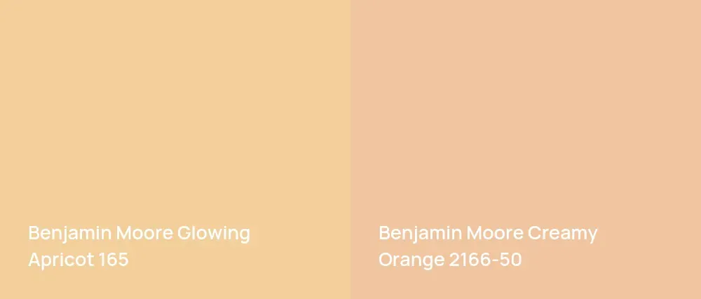 Benjamin Moore Glowing Apricot 165 vs Benjamin Moore Creamy Orange 2166-50