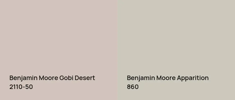 Benjamin Moore Gobi Desert 2110-50 vs Benjamin Moore Apparition 860