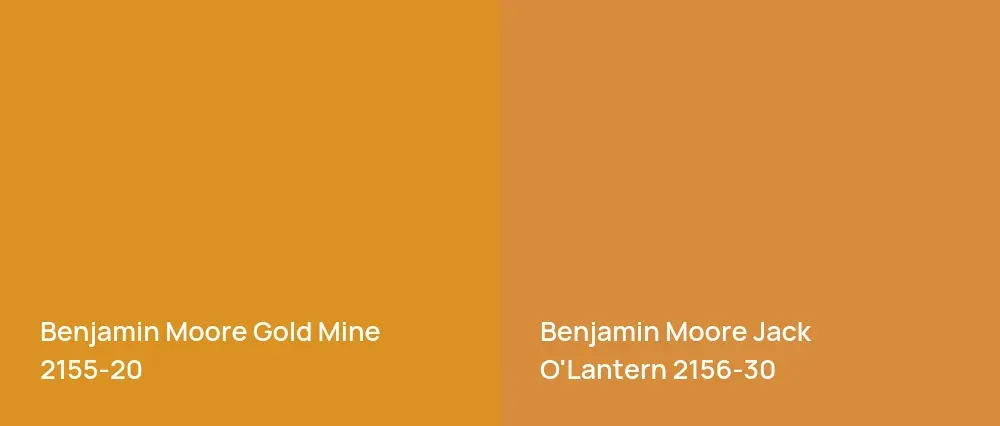 Benjamin Moore Gold Mine 2155-20 vs Benjamin Moore Jack O'Lantern 2156-30