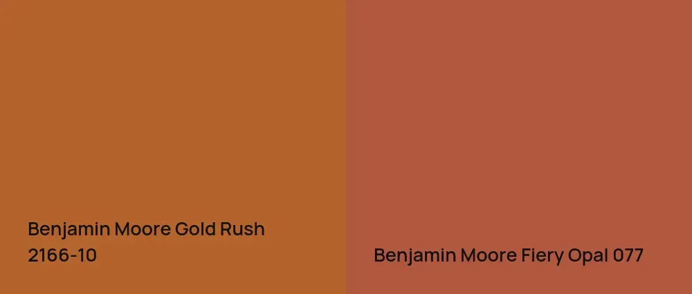 Benjamin Moore Gold Rush 2166-10 vs Benjamin Moore Fiery Opal 077