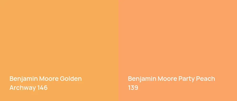 Benjamin Moore Golden Archway 146 vs Benjamin Moore Party Peach 139