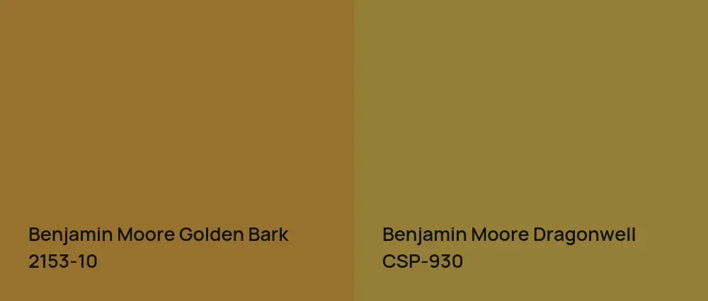 Benjamin Moore Golden Bark 2153-10 vs Benjamin Moore Dragonwell CSP-930
