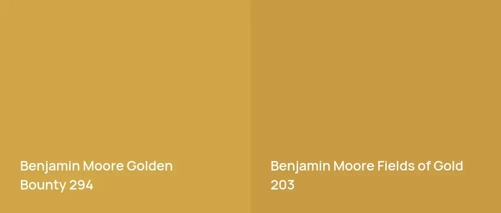 Benjamin Moore Golden Bounty 294 vs Benjamin Moore Fields of Gold 203