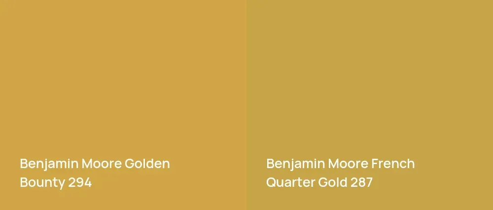 Benjamin Moore Golden Bounty 294 vs Benjamin Moore French Quarter Gold 287