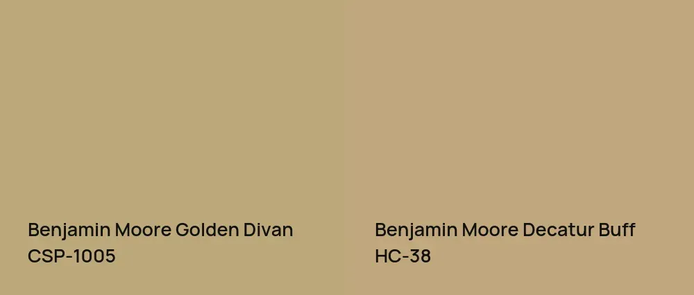 Benjamin Moore Golden Divan CSP-1005 vs Benjamin Moore Decatur Buff HC-38