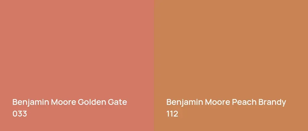 Benjamin Moore Golden Gate 033 vs Benjamin Moore Peach Brandy 112