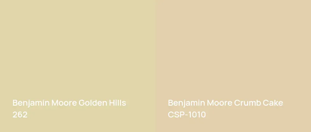 Benjamin Moore Golden Hills 262 vs Benjamin Moore Crumb Cake CSP-1010