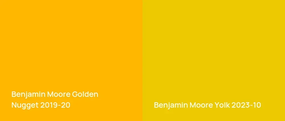 Benjamin Moore Golden Nugget 2019-20 vs Benjamin Moore Yolk 2023-10