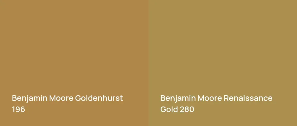 Benjamin Moore Goldenhurst 196 vs Benjamin Moore Renaissance Gold 280