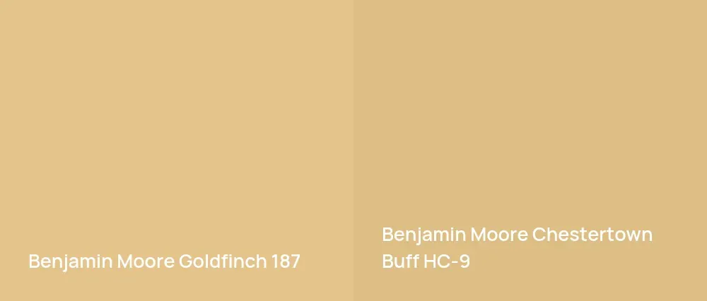 Benjamin Moore Goldfinch 187 vs Benjamin Moore Chestertown Buff HC-9