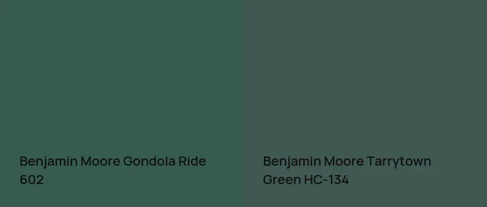 Benjamin Moore Gondola Ride 602 vs Benjamin Moore Tarrytown Green HC-134